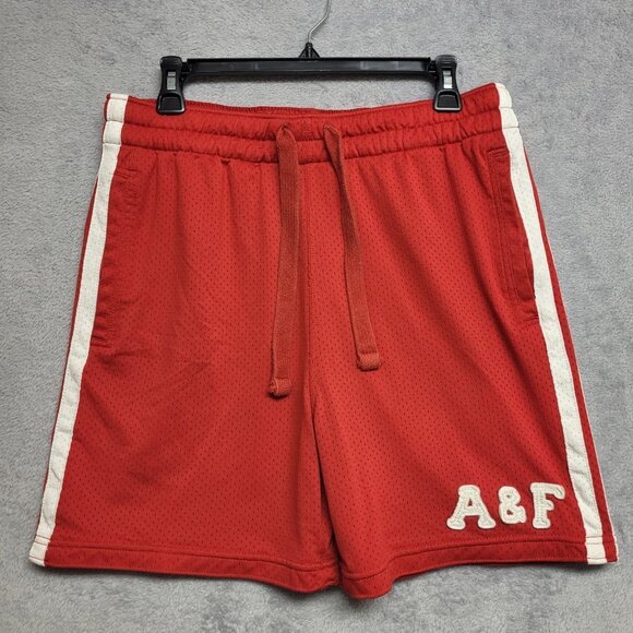 Abercrombie & Fitch Shorts Mens Medium Red Mesh Gym Athletic Basketball Y2K - Picture 1 of 10